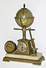 C.1880, Novelty Timepiece French Industry series, nautical themes and a rotating globe surmounting the clock, barometer to the left and compass to the right. 
