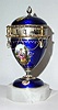 C.1890, Austrian, Annular Dial Miniature,  cobalt blue guilloche enamel over silver, with seven cameos. 