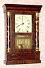 C.1850, C. Jerome, New Haven, Conn., 8-day time and gong strike miniature column and cornice shelf clock. 