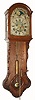 C.1840, Dutch, Staartklok, with Dutch quarter striking 1-day, weight, with alarm, rolling moon and date aperture, plus uncommon carved case. 