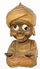 C.1928, German, Oswald /OSUHR, carved wood "SHEIK" novelty timepiece, less tray. 