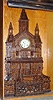 C.1900, American, Large Fretwork Clock, with a Connecticut balance/ lever movement of unknown duration, in a modern display / travel case with glass front and 110v overhead fluorescent lighting. 