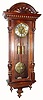 C.1880, German, Gustav Becker, 2-Wt,  Vienna Regulator, 8-day rod strike with fancy etched pattern on dial center, weights and pendulum. 