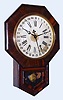 C.1906, Ansonia Clock Co., "12-inch Drop Octagon - R.C. Calendar", 8-day time and bell strike calendar wall clock. 