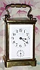 C.1900, French, Brass Cased Carriage clock, time and alarm in a Corniche case, with original cylinder platform intact. 