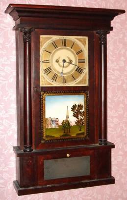 C.1840, Spencer and Wooster and Co., Salem Bridge, Conn., 8-day time/strike column and cornice shelf clock, with new cornice. — Antique Clocks Price Guide