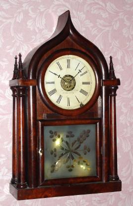 C.1850, Brewster and Ingrahams, Bristol, Conn, rounded gothic or Onion top steeple clock, 8-day time, strike and alarm. — Antique Clocks Price Guide