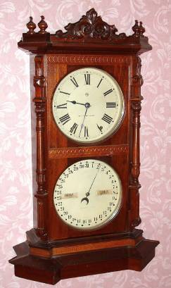 C.1886, Seth Thomas Clock Co., "Parlor Calendar No. 8", 8-day, double dial perpetual calendar, spring, with strike. — Antique Clocks Price Guide