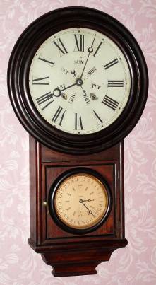 C.1878, Welch, Spring and Co., "Regulator No. 4", 8-day time/strike calendar wall clock. — Antique Clocks Price Guide
