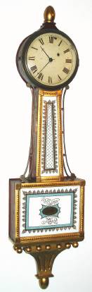 C.1830, Boston Area Banjo Clock, with original T-bridge movement, with fillister screw mounting. — Antique Clocks Price Guide