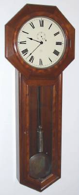 C.1883, Seth Thomas Clock Co, "Regulator No. 18", walnut cased full length, drop octagon wall clock, 8-day weight driven, seconds pendulum. — Antique Clocks Price Guide