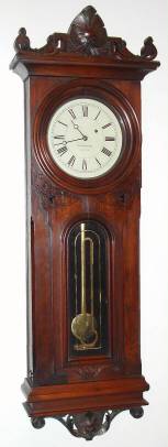 C.1874, E. Howard and Co., "Regulator No. 42", black walnut, carved case timepiece, 8-day, weight, with old finish. — Antique Clocks Price Guide