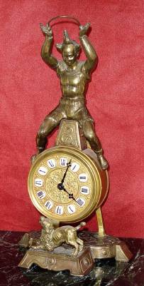 C.1895, French, Rare "Jester" Swinger, 8- day mysterious oscillating timepiece. — Antique Clocks Price Guide