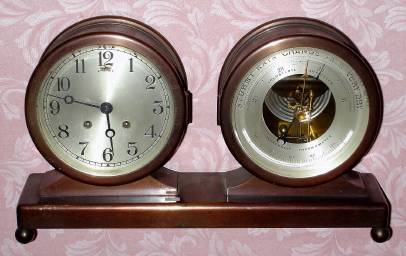C.1929, Chelsea Clock Co., Columbus, 8-day Ship's Bell 6" dials, clock and barometer DESK SET, with the serial number 194888. — Antique Clocks Price Guide