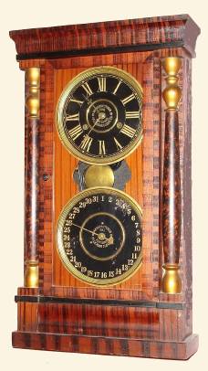 C.1895, New Haven Clock Co for "National Calendar Clock Co.", COLUMN CALENDAR, in outstanding original condition. — Antique Clocks Price Guide