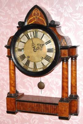 C.1750, Jacques Sandoz, Paris, crown/verge, time and bell strike gothic style mantel clock, burled case, 8-day. — Antique Clocks Price Guide