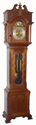 C.1910, European [English or German], 3-Tr, 5-Tube, quarter chime, Westminster tune, tall clock, in a walnut case with removable hood. — Antique Clocks Price Guide