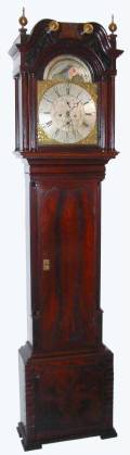 English, John Aspinwall, Liverpool, last half 18th Century, 8-day brass dial tall case with rolling moon, calendar and seconds hand. — Antique Clocks Price Guide