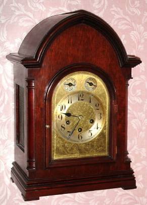 C.1900, German, Junghans, Westminster chime on rods mantel clock, 8-day, case with quarter columns. — Antique Clocks Price Guide