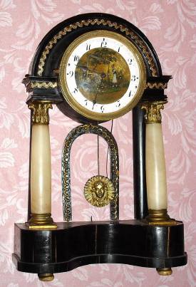 C.1830, Austrian, Grand Sonnerie mantel automaton, Maid at the Pump, 3-train, silk thread suspension, 1-day duration. — Antique Clocks Price Guide