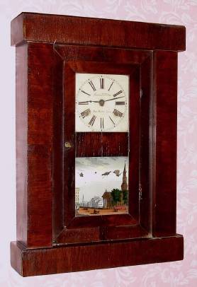 C.1850, Chauncey Jerome, New Haven, Conn., 30-hour time and strike shelf clock, "Block Front", 2-weight. — Antique Clocks Price Guide