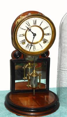 C.1875, H. J. Davies., "Crystal Palace No. 3", Merchandised by Ansonia Clock Co., 8-day time and strike mantel clock, under round glass dome. — Antique Clocks Price Guide