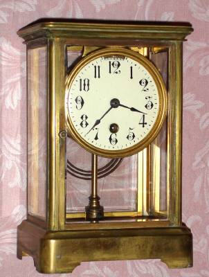 C.1885, Boston Clock Co., 8-day tandem wind time and gong strike 4-glass or crystal regulator mantel clock, serial No. 8204. — Antique Clocks Price Guide