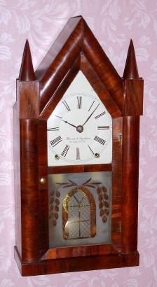 C.1845, Brewster and Ingrahams, Bristol, Conn., 8-day time and strike brass spring steeple clock, nicely restored. — Antique Clocks Price Guide
