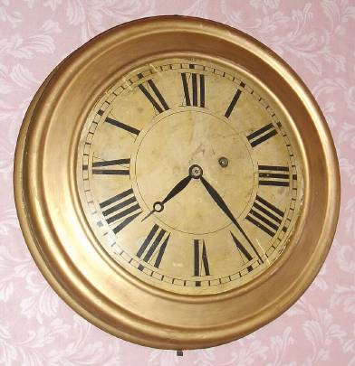 C.1845, Brewster and Ingrahams, large timepiece gallery clock with 14" dial and Kirk's patent iron back plate movement. — Antique Clocks Price Guide