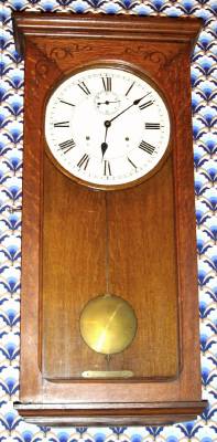 C.1915, Unknown Factory timepiece, probably by International Time Rec, no extra holes visible in case, with a large Seth Thomas, double spring 15 day movement, absent Geneva pawls. — Antique Clocks Price Guide