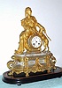 C.1890, French, Japy Freres,  8-day time and bell strike Huntress figural mantel clock, under original dome. 