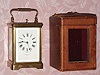 C.1900, Brass Cased Carriage Clock, time, strike and repeat, in a clean Corniche case, and with original travel case 