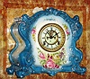 C.1901, Ansonia Clock Co., "La Cantal", 8-day time/strike porcelain mantel clock with open escapement dial. 