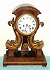 C.1830, Austrian, walnut  and  gilt wood, 30-hour time and gong strike mantel clock.