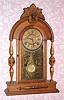 C.1880, F. Kroeber, NY, TOPEKA  model walnut parlor clock, 8-day, time and gong strike, patent Indicator pendulum. 