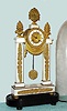 C.1825, French, Guyerdet, Paris, Empire style mantel clock, white marble and ormolu, with silk thread susp, bell strike movement. 