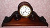 C.1910, French, Vicenti and Cie, for H+H Importing, NY, 8-day time and gong strike mahogany tambour style mantel clock, large. 