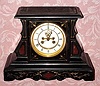 C.1900 French, 8-day time/strike black marble mantel clock, incomplete case, good open escapement movement. 