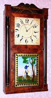 C.1835, Seth Thomas, Stenciled Column and Splat, 8-Day, 2-weight, bell strike. — Antique Clocks Price Guide