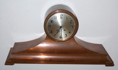 C.1917, Chelsea Clock Co., Tambour No. 4, 6" dial, eight-day time and house strike. — Antique Clocks Price Guide
