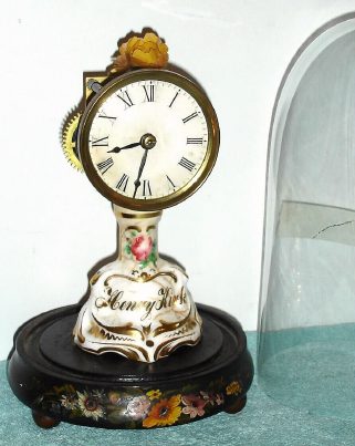 C.1860, Connecticut Candle Stick clock, unsigned, with 30 hour pendulette movement, would have been made by Union Labor Company, Southington, Conn. — Antique Clocks Price Guide