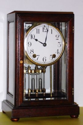 C.1900, New Haven Clock Co, TUXFORD, Model, 5-glass mantel regulator with 2- vial pendulum. — Antique Clocks Price Guide