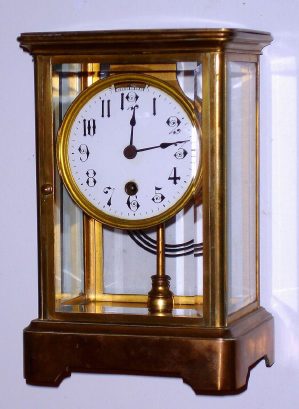 C.1895 Boston Clock Co., Boston, Mass: Crystal regulator with 8-day time and strike [lever movement], single wind, No. 6624. — Antique Clocks Price Guide