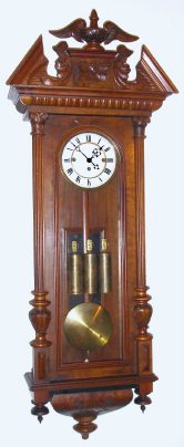 C.1880, German, Gustav Becker, 3-Wt, Grand Sonnerie Vienna Regulator, in an Alt Deutsch walnut case, with original top and movement. — Antique Clocks Price Guide