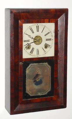 C.1848, Wm. S. Johnson, 16 Courtlandt St, New York,  mini bevel front, 1-day, double fusee, with separate alarm mov't on base. — Antique Clocks Price Guide