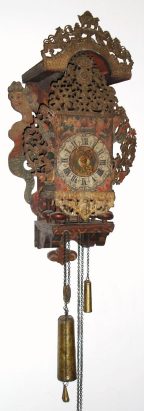 C.1820, Dutch, Stoelklok,  1-Day, weight wall clock with cast lead trim and painted mermaids on the sides of the "stool". — Antique Clocks Price Guide