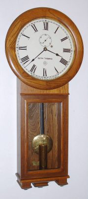 C.1976 (re-issue), Seth Thomas,  Regulator No. 2, in oak, single weight, eight-day, serial No. 2806 of 4000. — Antique Clocks Price Guide