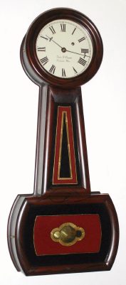 C.1995, Foster S. Campos, Pembroke, Mass, Repro No. 5 Banjo, weight driven 8-day, in a cherry case with rosewood graining, serial No. 203. — Antique Clocks Price Guide