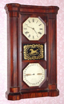 C.1864, Seth Thomas Clock Co., Plymouth Hollow, Conn, Parlor Shelf Calendar, 2-wt double dial perpetual calendar. — Antique Clocks Price Guide