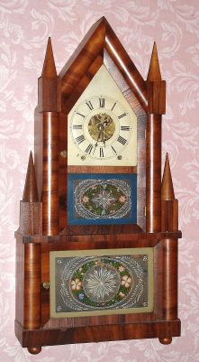 C.1848, Birge and Fuller, Bristol Conn, Steeple on steeple clock with 8-day time and strike wagon spring movement. — Antique Clocks Price Guide